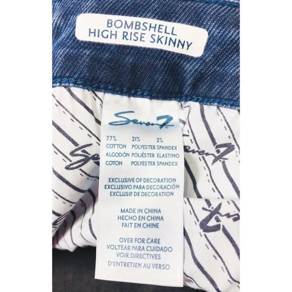 Seven7 Womens High Rise Med Wash Stretch Skinny Jeans Plus Size 22W NWT