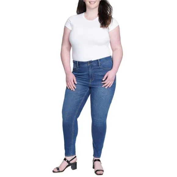 Seven7 Womens High Rise Med Wash Stretch Skinny Jeans Plus Size 22W NWT
