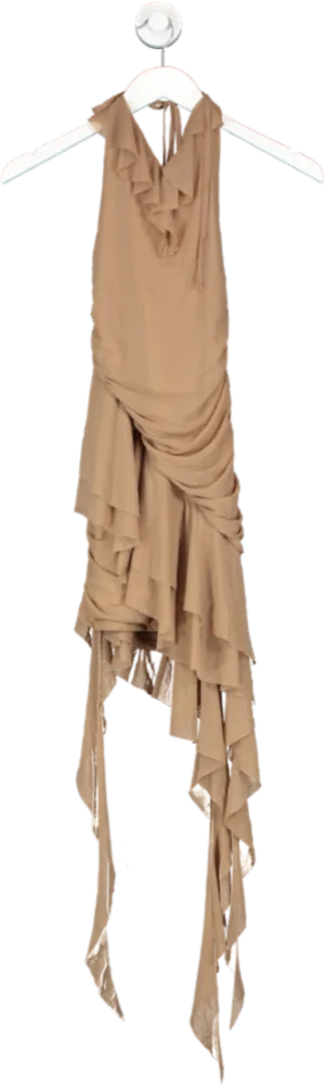 SHEIN Beige Mesh Frill Mini Dress UK XS