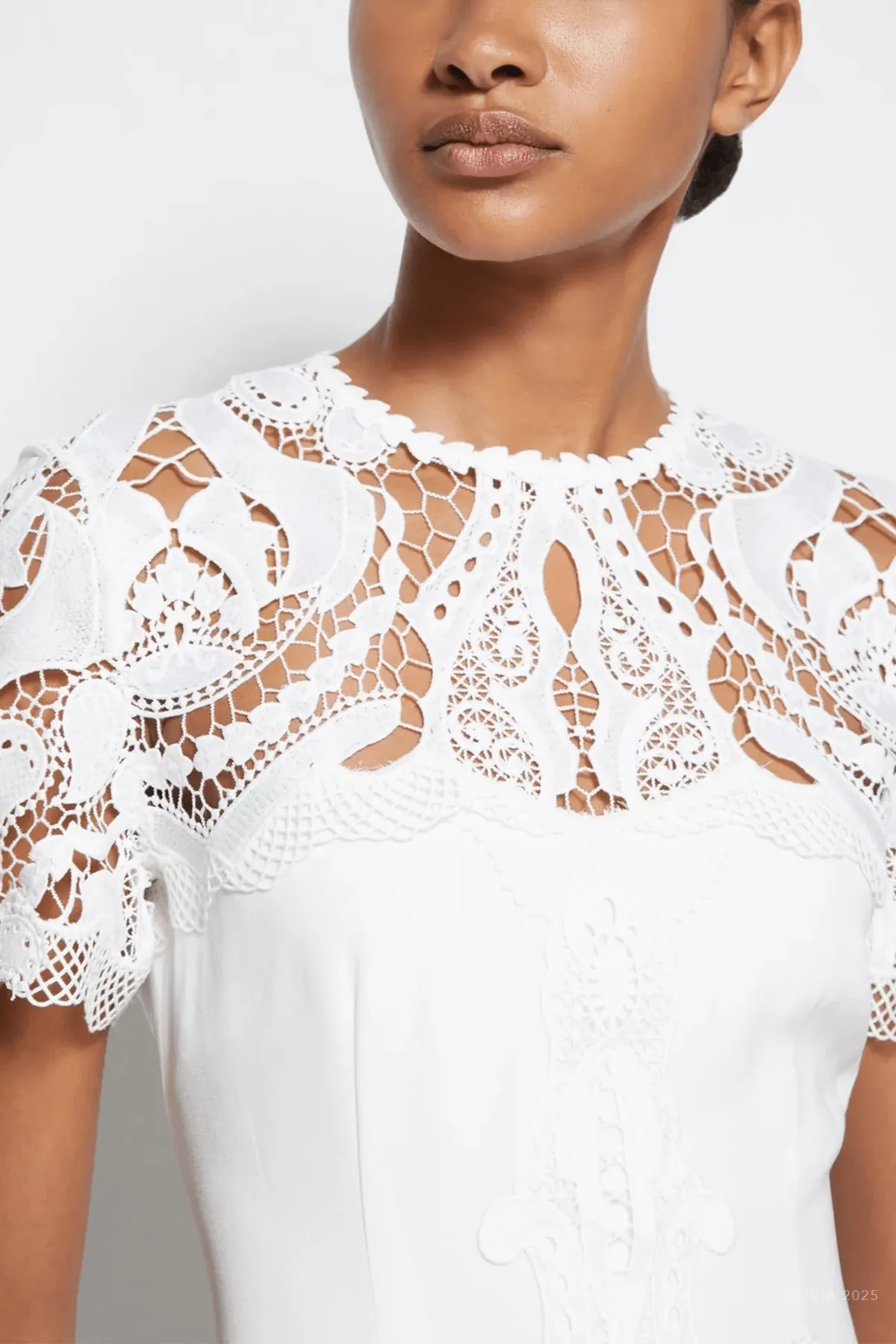 Signature Paislee Lace Mini Dress in White