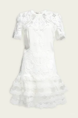 Signature Paislee Lace Mini Dress in White