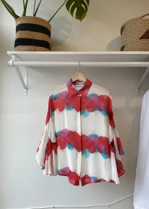 Silk Flutter Sleeve Blouse (Retail $600)