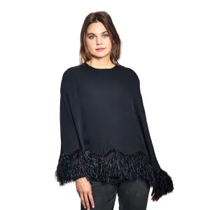 Silk Georgette Cape with Ostrich Jeweled Feather Trim
