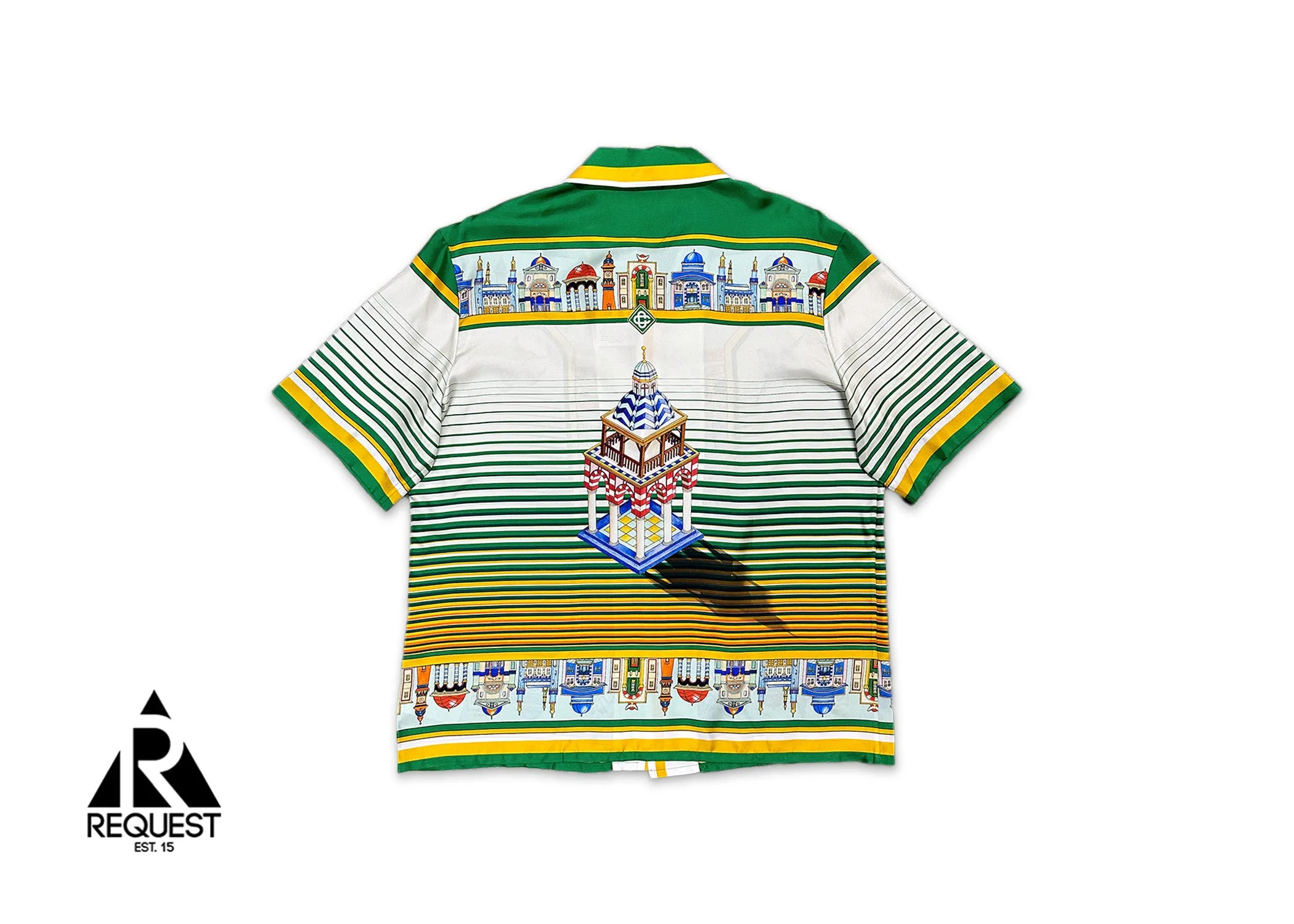 Silk Twill Cuban Collar S/S Button Up "Cityscape"