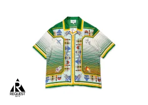 Silk Twill Cuban Collar S/S Button Up "Cityscape"