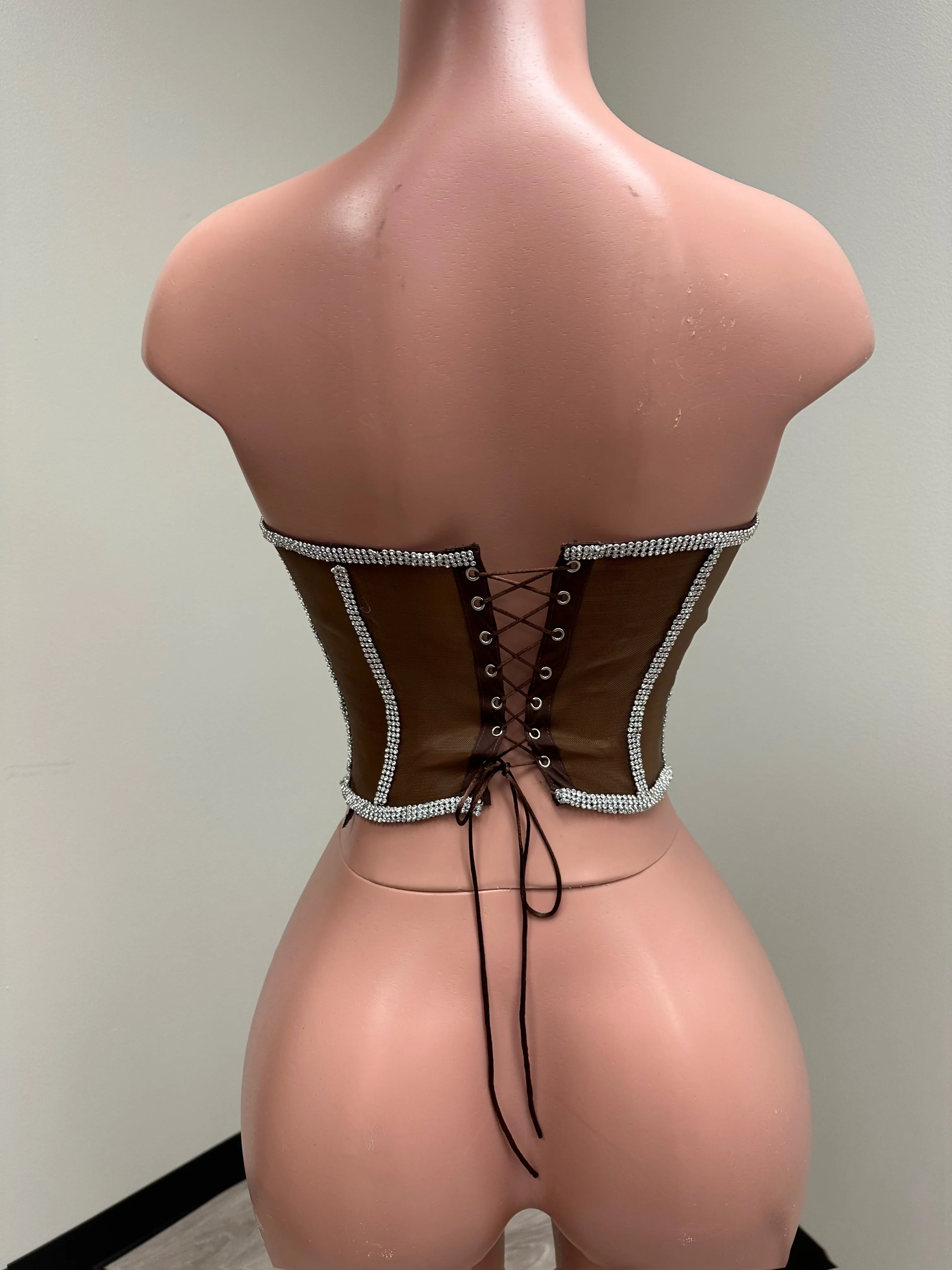 Silver Rhinestone Corset w/ Clear Crystal Detail
