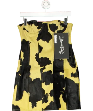Sinead Gorey Yellow Printed Cow-hide Bustier Mini-dress UK M