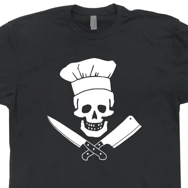 Skull Chef T Shirt Vintage Butcher T Shirt Cool Chef T Shirt Foodie Tee Shirt
