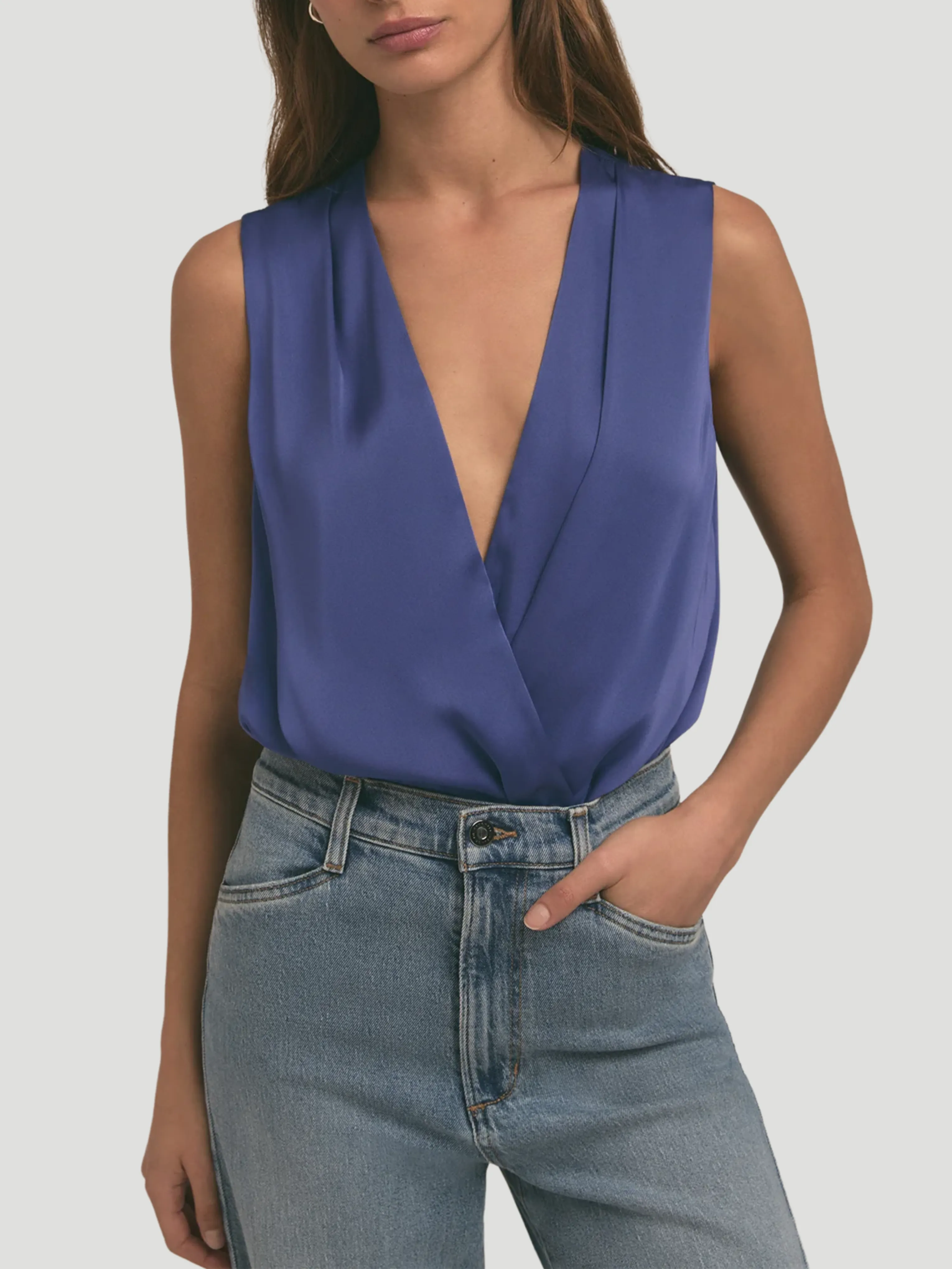 Sleeveless Date Blouse in Venetian Blue