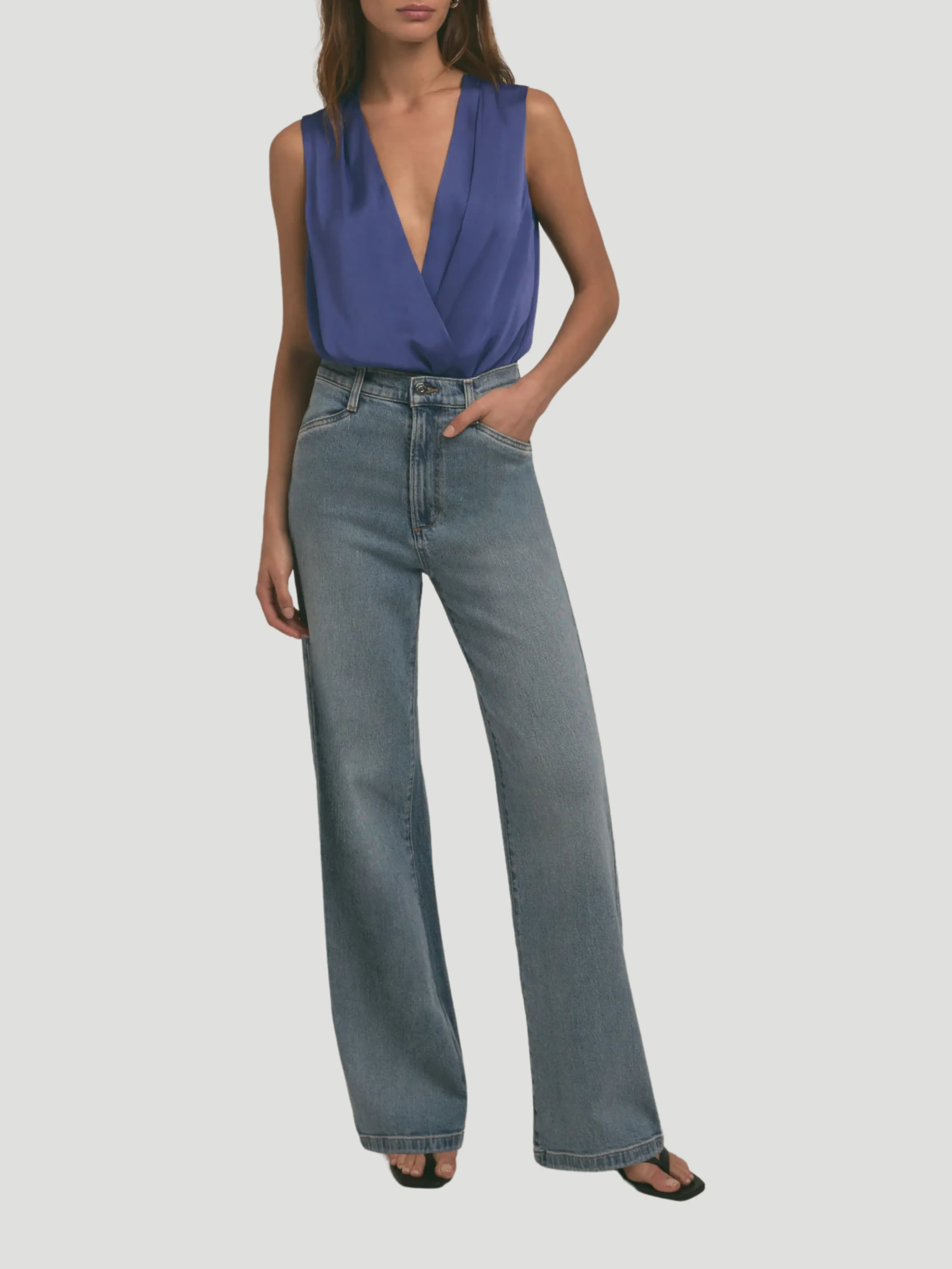 Sleeveless Date Blouse in Venetian Blue