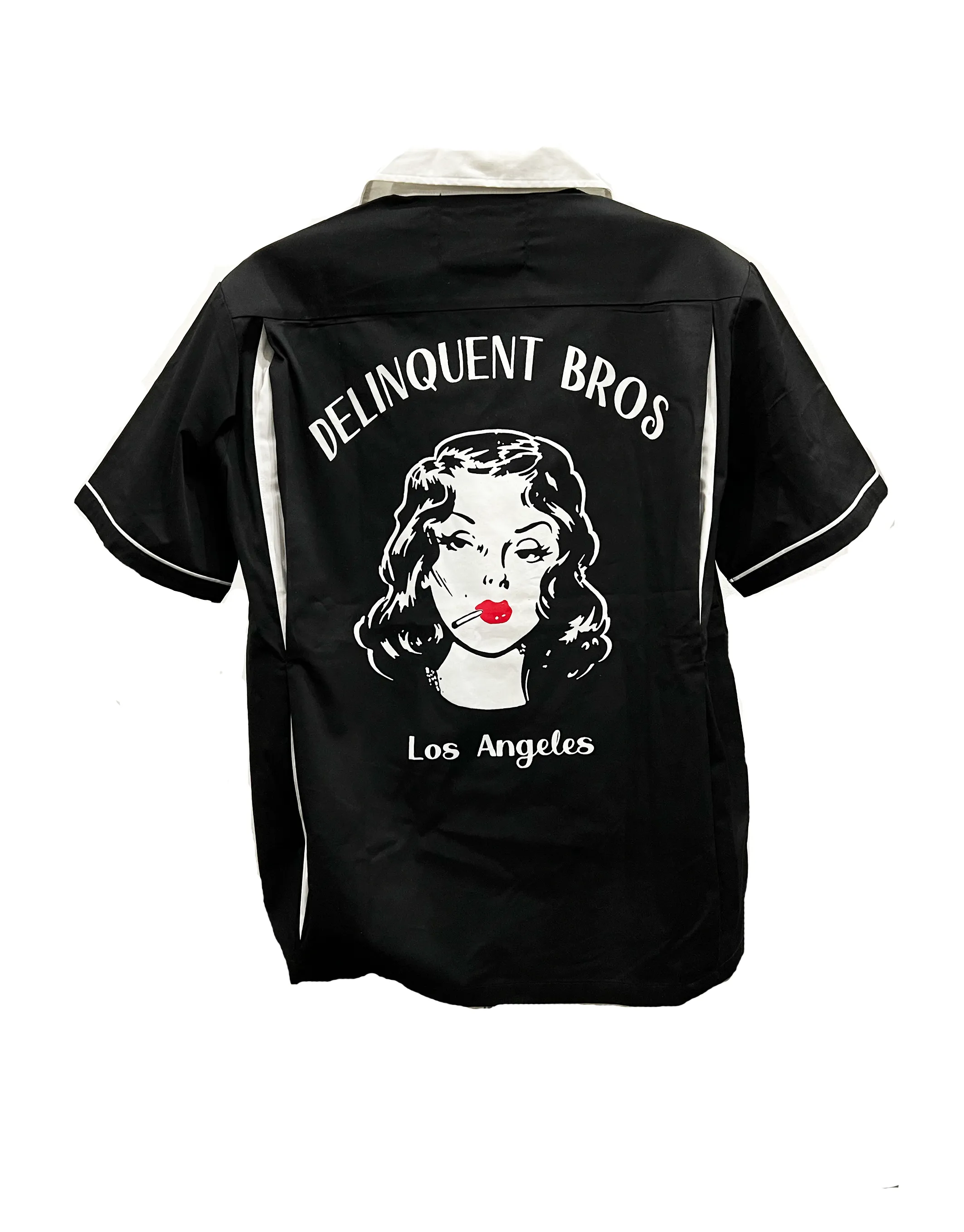 Smoke Girl Bowling Shirt in Black/White