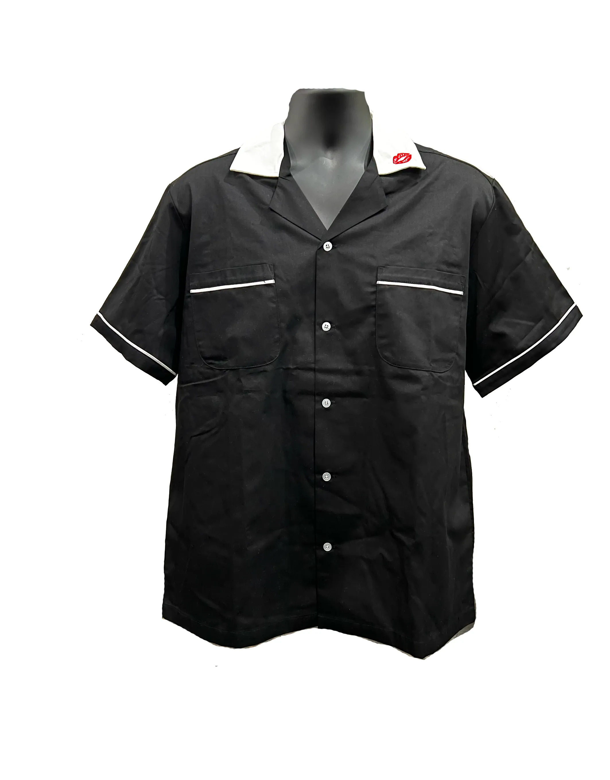 Smoke Girl Bowling Shirt in Black/White