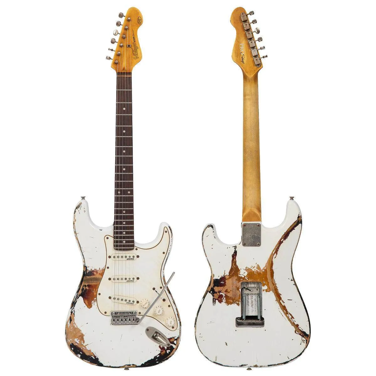 SOLD – Vintage V6 ProShop Custom-Build ~ Heavy Distressed White Over Sunburst
