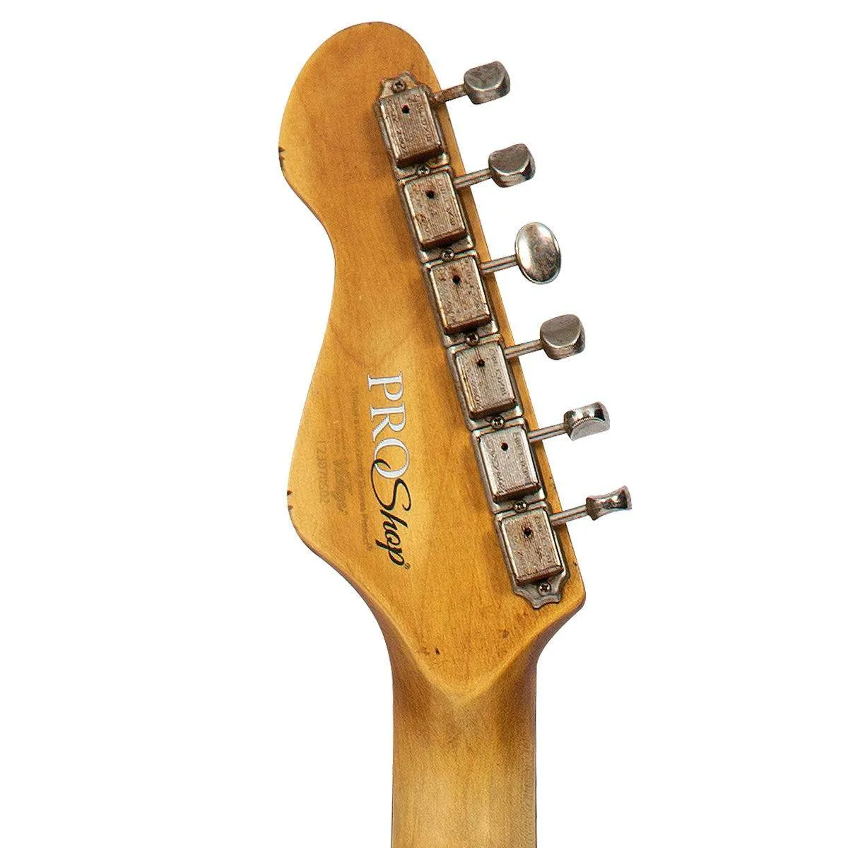 SOLD – Vintage V6 ProShop Custom-Build ~ Heavy Distressed White Over Sunburst