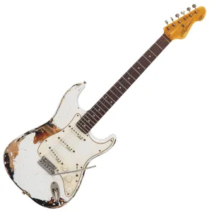 SOLD – Vintage V6 ProShop Custom-Build ~ Heavy Distressed White Over Sunburst