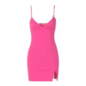 Spaghetti Strap Side Slit Mini Dress