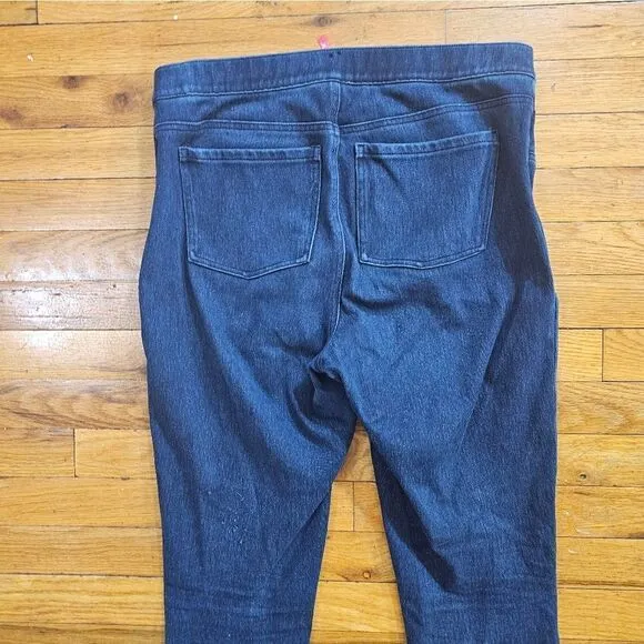 SPANX Ankle Skinny Jeans Women's Size L High Rise Pullover Dark Blue