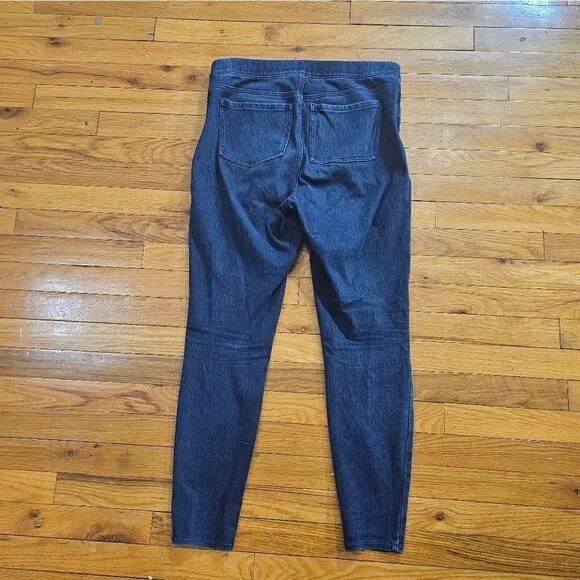 SPANX Ankle Skinny Jeans Women's Size L High Rise Pullover Dark Blue
