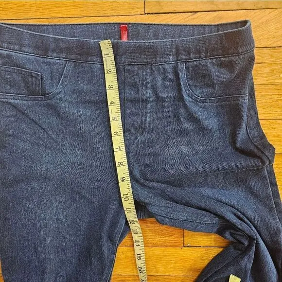SPANX Ankle Skinny Jeans Women's Size L High Rise Pullover Dark Blue