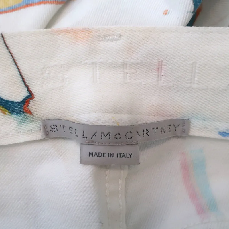 Stella McCartney Marbled Denim Skinny Jeans White Stretch Cotton Size 26
