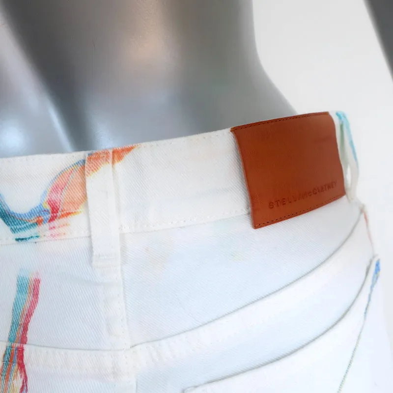 Stella McCartney Marbled Denim Skinny Jeans White Stretch Cotton Size 26