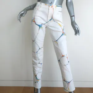 Stella McCartney Marbled Denim Skinny Jeans White Stretch Cotton Size 26