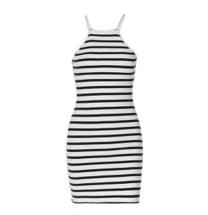 Striped Razor Cut Tank Dress