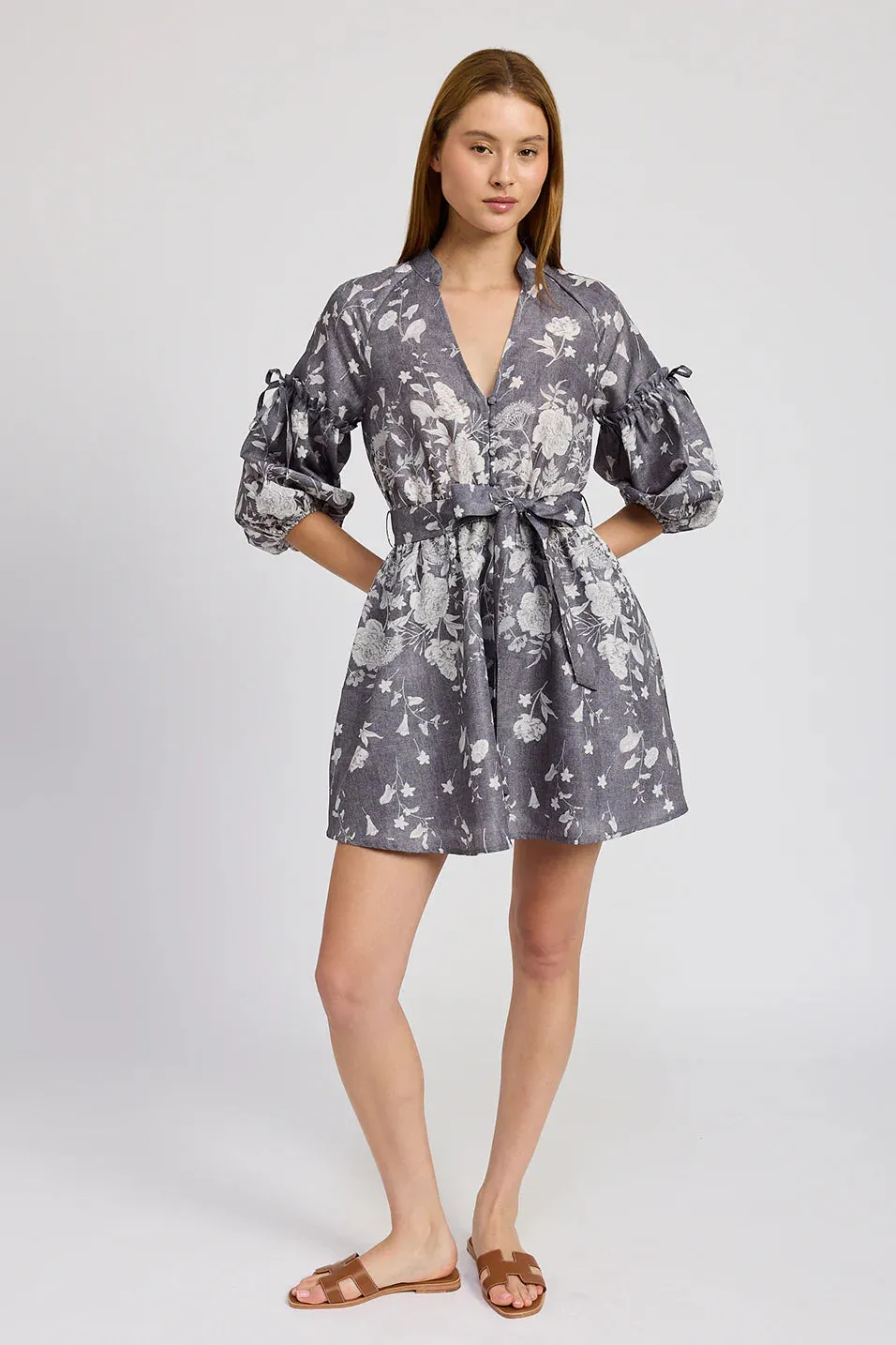 Sydney Mini Dress (Washed Blue Ivory)