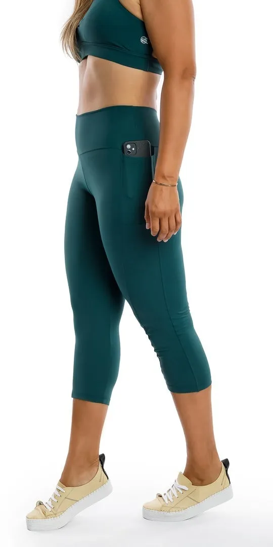 Teal Body Luxe Capri Leggings with Pockets