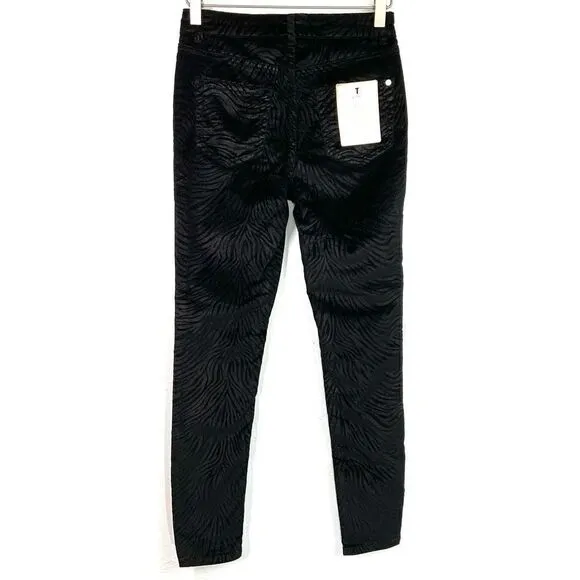 Ted Baker Black Zebra Printed Corduroy Skinny Jeans 25 New