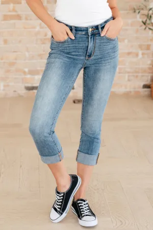 The Lacey- Mid Rise Cuffed Skinny Capri Jeans
