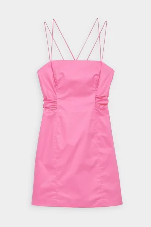 Tie Back Mini Dress in Hot Pink