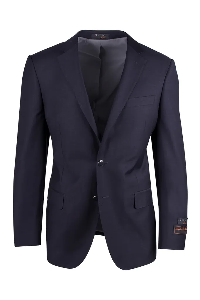 Tiglio Luxe Novello Navy Blue, Modern Fit, Pure Wool Blazer TIG1002