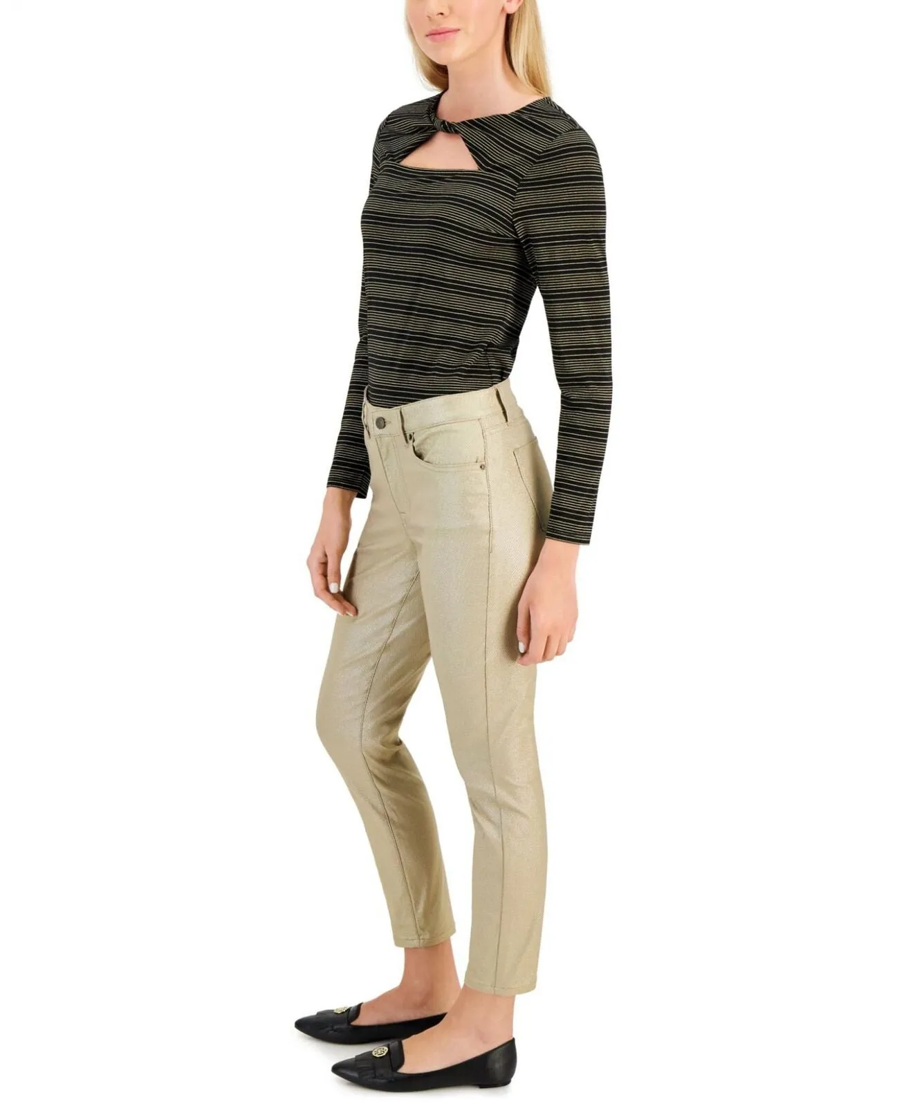 Tommy Hilfiger Women's Tribeca Skinny-Leg Ankle Metallic Jeans J2IKN561