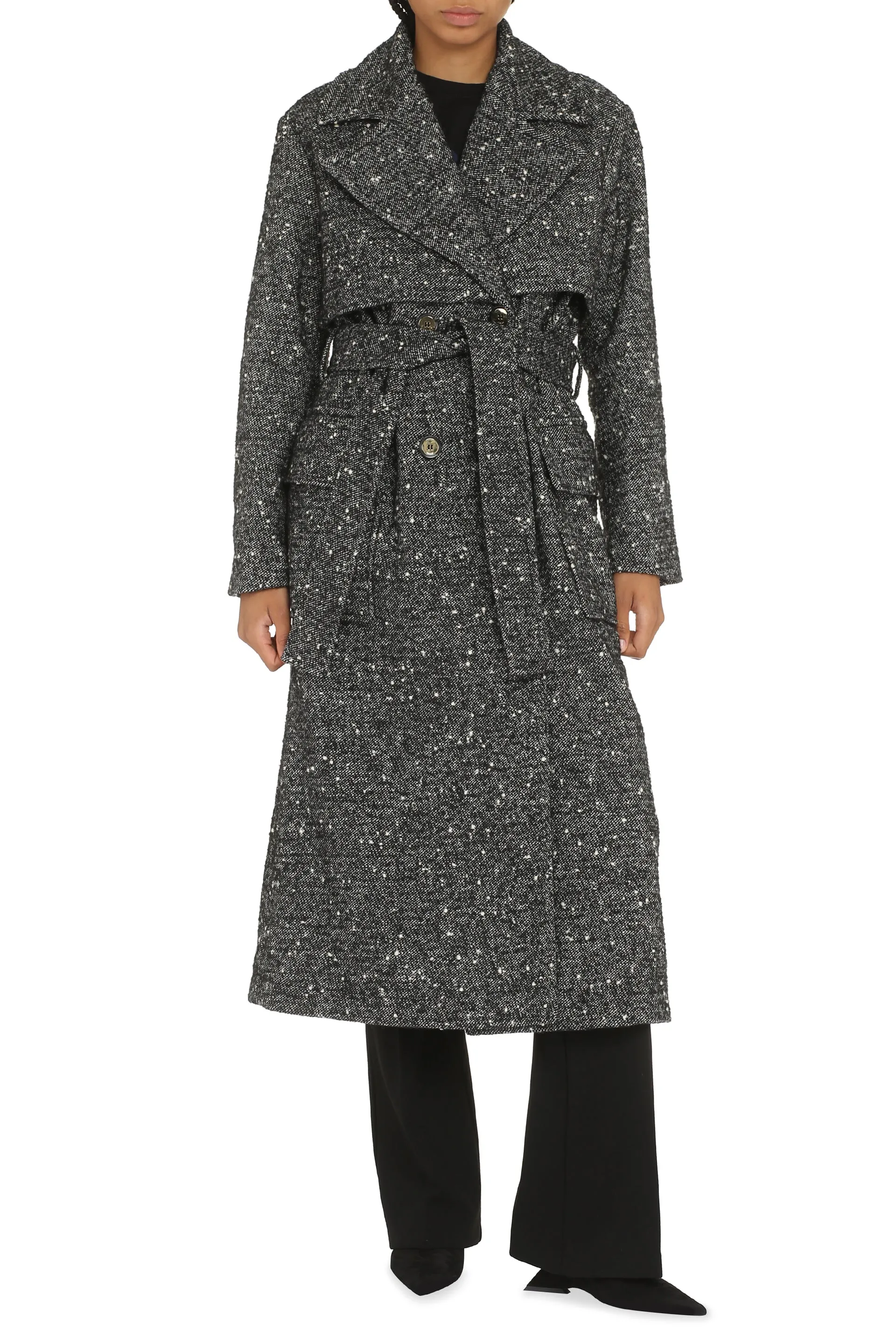 Trackball wool trench coat