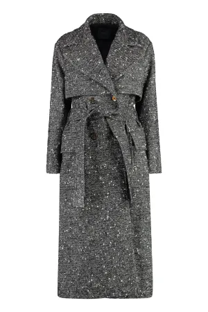 Trackball wool trench coat