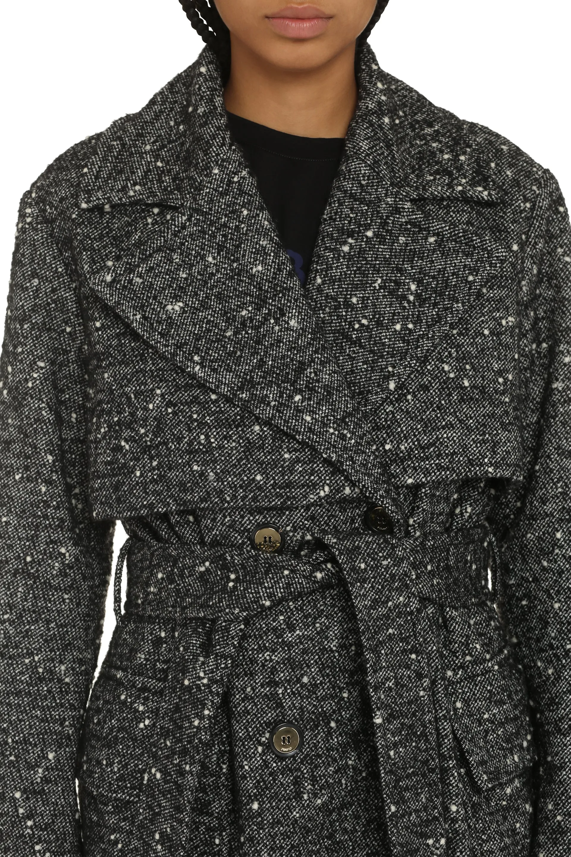 Trackball wool trench coat