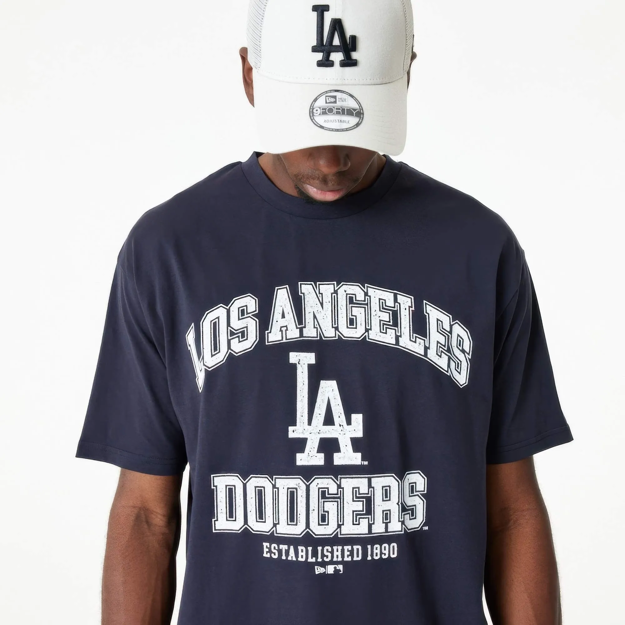 Tričko New Era La Dodgers MLB Arch Logo Blue Oversized T-Shirt tmavomodré
