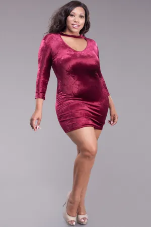 Velvet Sexy Bodycon Plus Size Mini Dress
