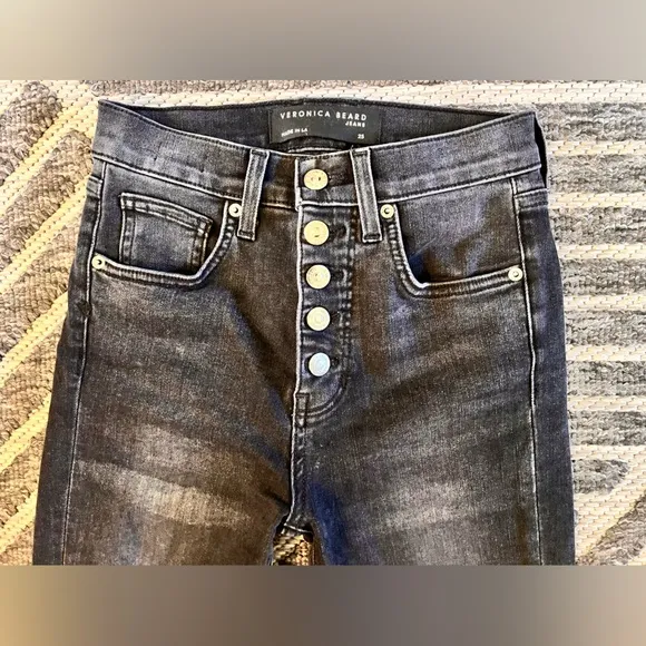 VERONICA BEARD Sz 25 Debbie Ankle Skinny High Rise Black Stretch Jeans Orig$278