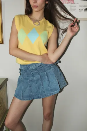 Vintage 90s Argyle Vest Top (S)