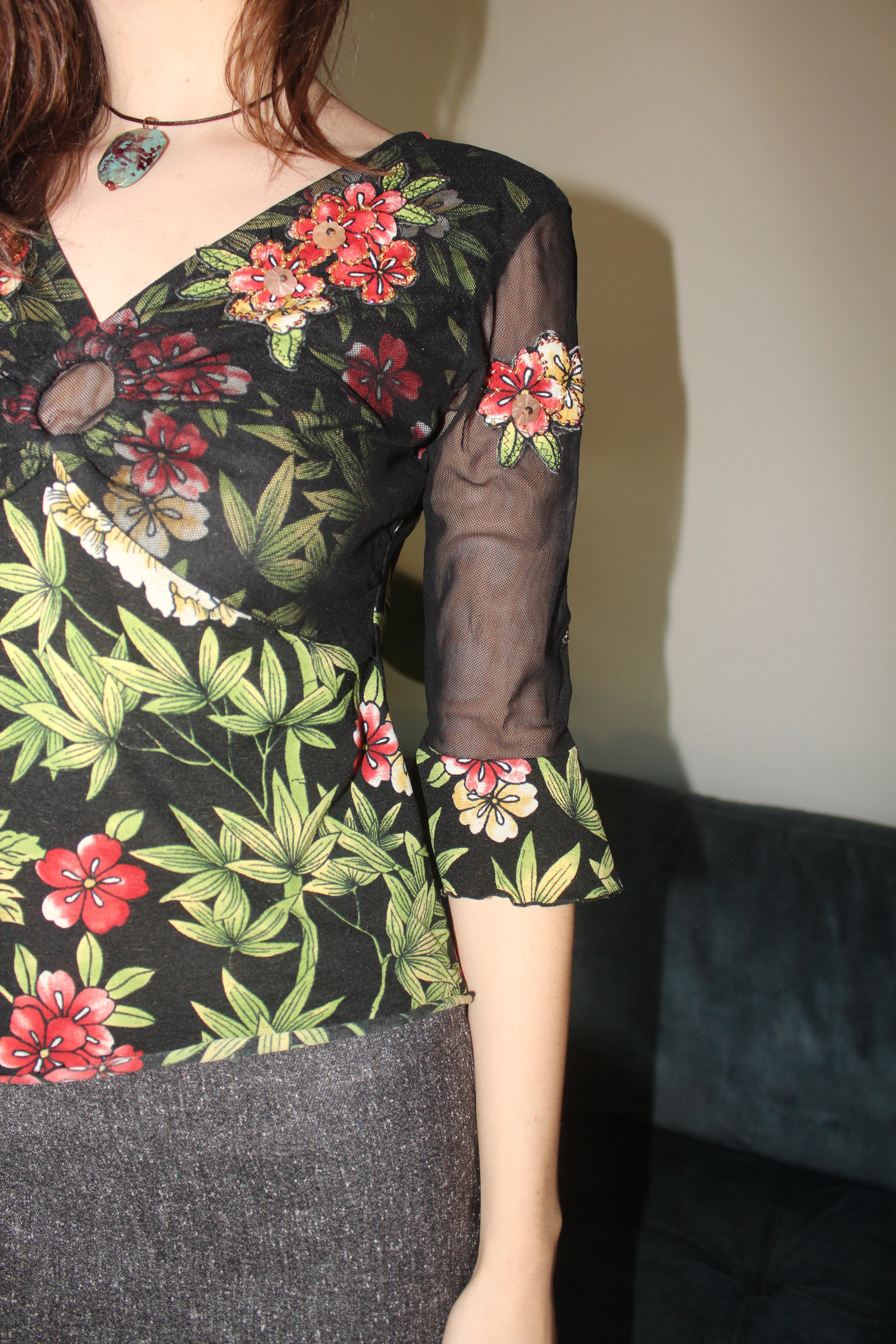 Vintage 90s Mixed Media Blouse (S)