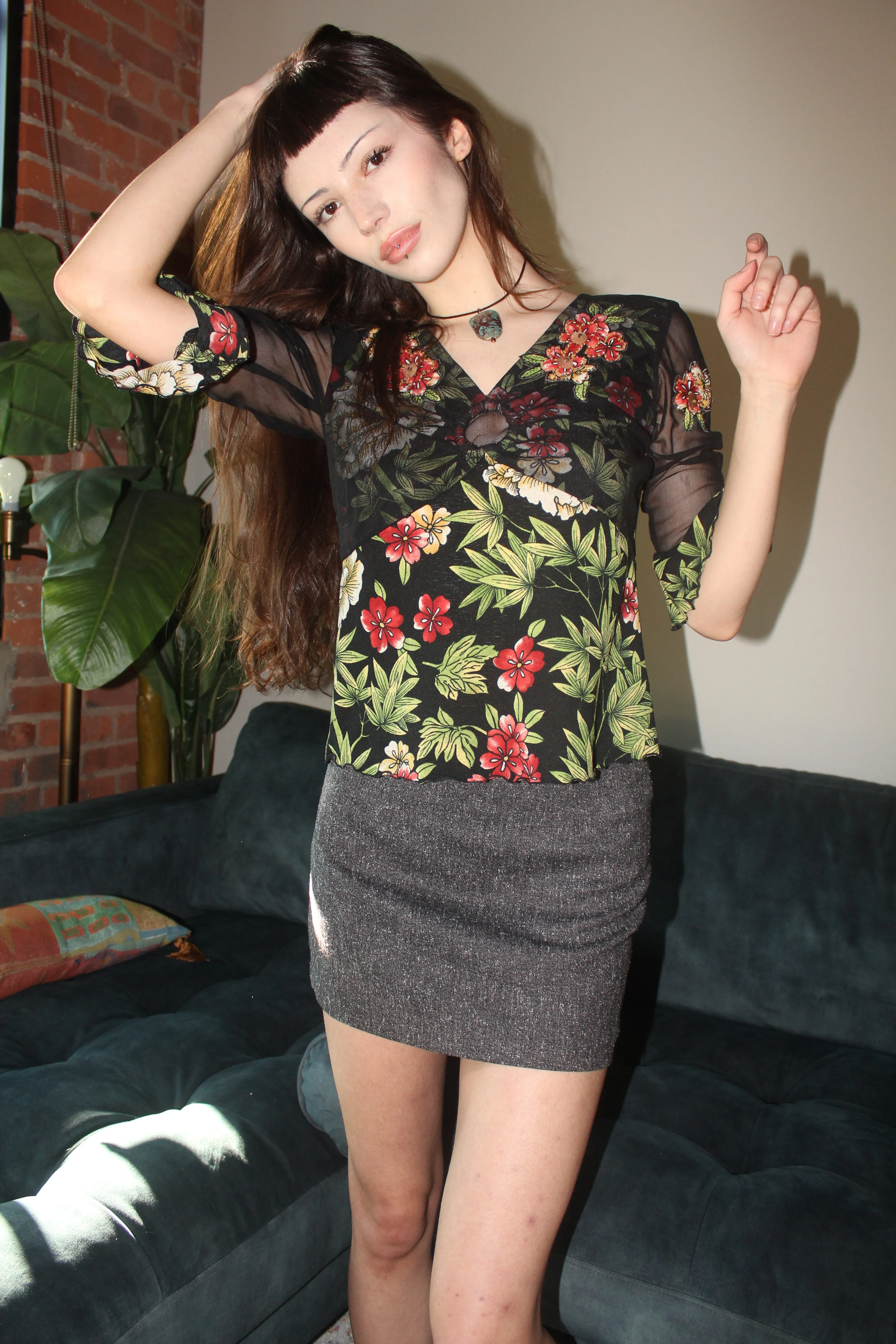Vintage 90s Mixed Media Blouse (S)