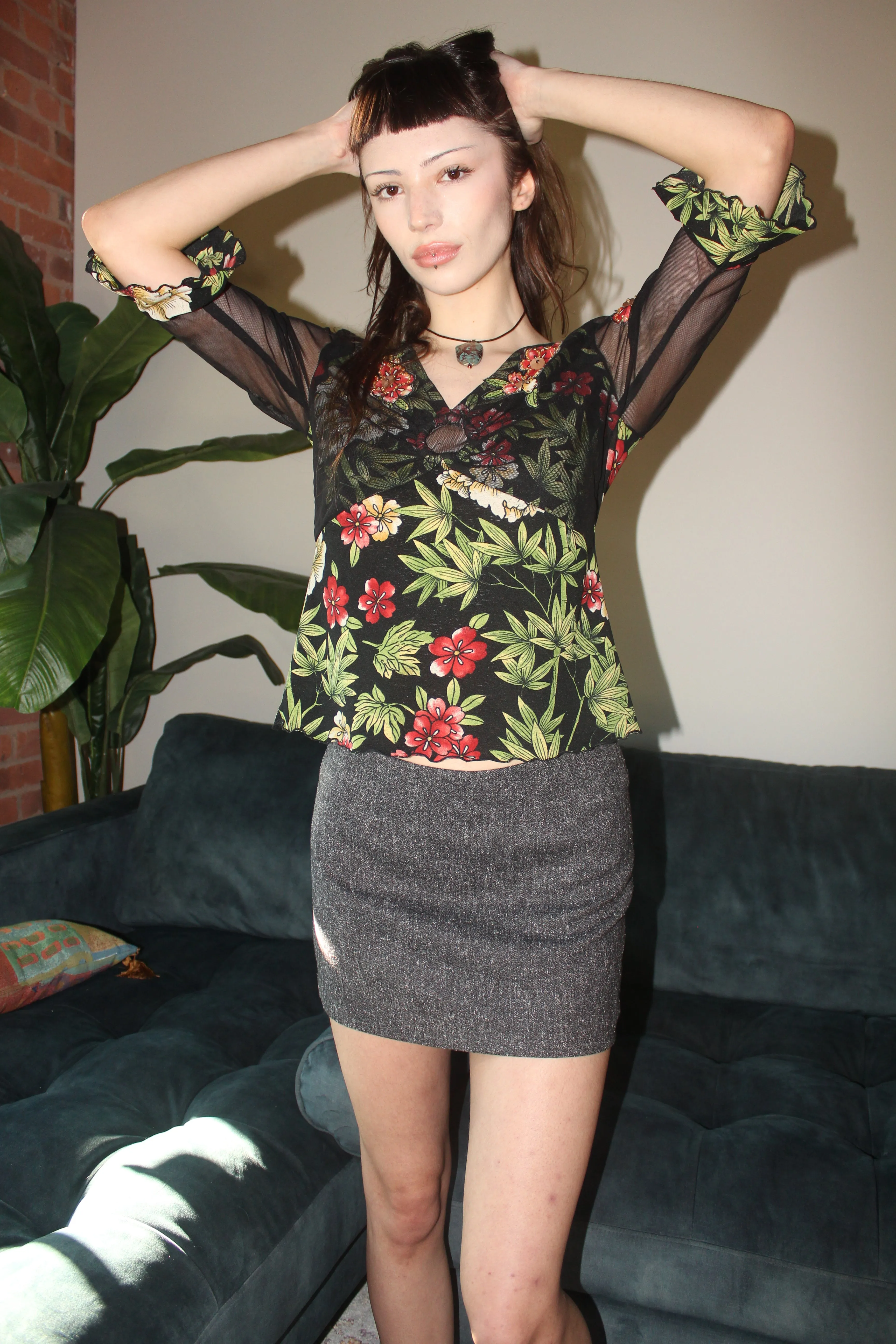 Vintage 90s Mixed Media Blouse (S)