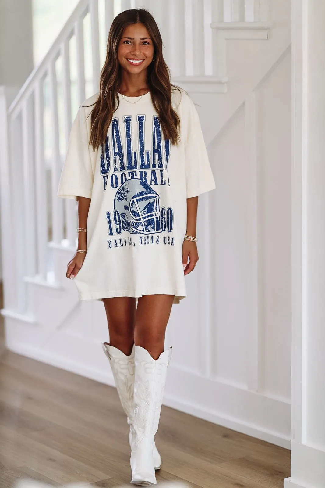 Vintage Dallas Football Oversized T-Shirt - Cream