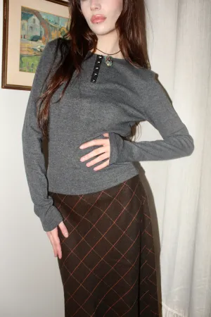 Vintage Hook & Eye Grey Long Sleeve Knit (S-M)