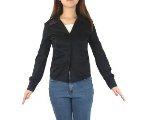 Vintage majority silk Sportsgirl black long sleeve shirt size M (tiny fit, best fits 10)