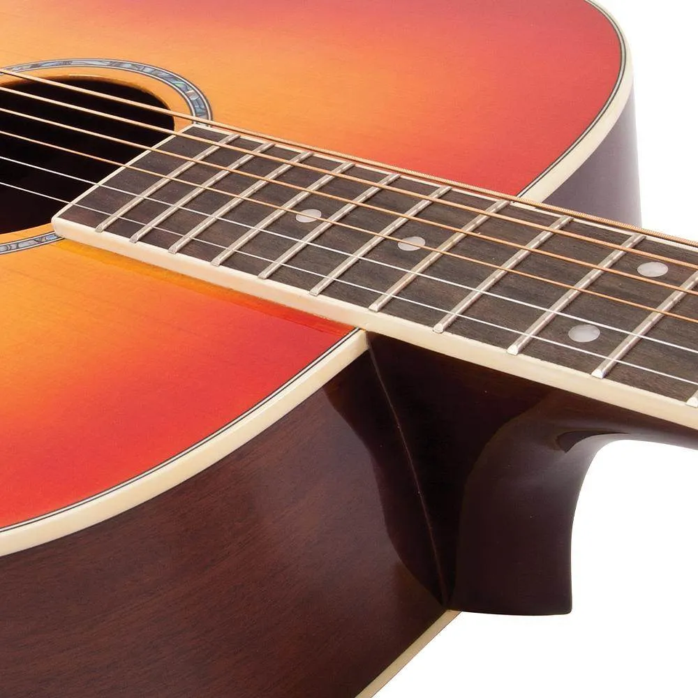 Vintage VJ100 XL Jumbo Acoustic Guitar ~ Cherry Sunburst