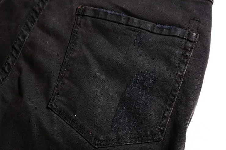West Louis™ Black Denim Ripped Jeans