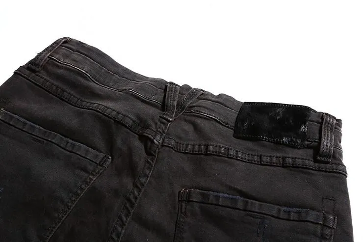 West Louis™ Black Denim Ripped Jeans